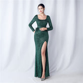 Viv – Formales Glitzerkleid mit hohem Schlitz